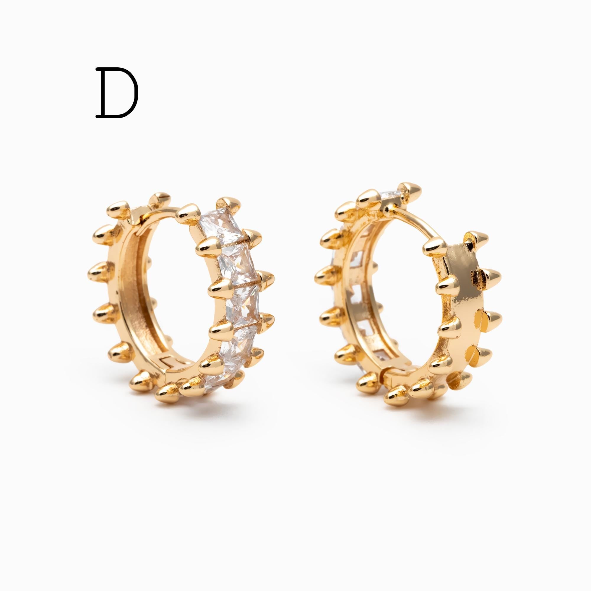 4pcs CZ Pave Hoop Earrings, 18K Real Gold plated Huggie Earrings (GB-3894)